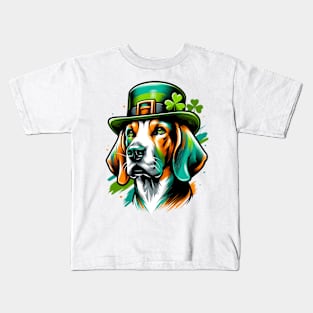 Treeing Walker Coonhound Celebrates St Patrick's Day Kids T-Shirt